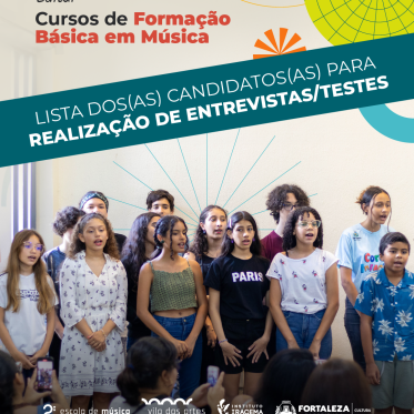 Vila das Artes divulga relação de candidatos para entrevistas do Curso de Formação Básica em Música